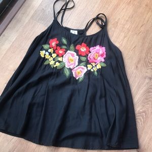 anthropologie embroidered floral tank